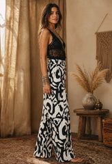Παντελόνα Ασπρόμαυρη Ethnic Print