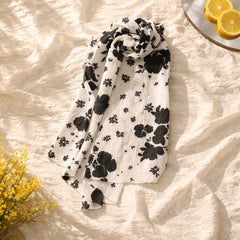 Ασπρόμαυρη Φλοράλ Εσάρπα 170x80 cm