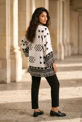 Ασπρόμαυρο Κιμονό με Γεωμετρικό Print – Boho Viscose