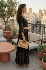 Boho Luxe Set – Χειροποίητο Κέντημα & Χρυσές Λεπτομέρειες - Μαύρο / Χρυσό