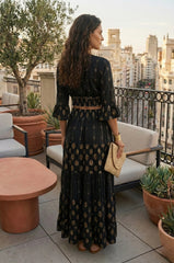 Boho Luxe Set – Χειροποίητο Κέντημα & Χρυσές Λεπτομέρειες - Μαύρο / Χρυσό