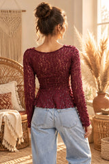 Boho Δαντελένια Μπλούζα με Peplum & Ενίσχυση