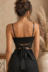 Crochet Crop Top με Ανοιχτή Πλάτη & Δέσιμο