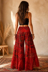 Boho Παντελόνα με Ανάγλυφες Distressed Λεπτομέρειες