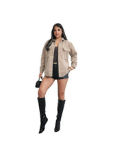 Ζακέτα πουκαμισο Μονόχρωμο Καφέ Πολυεστέρας σε Άνετη γραμμή