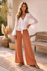 Μπλούζα / Ελαφρύ Ζακετάκι με Βολάν και Δέσιμο - Λευκό