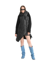 Ασύμμετρο oversized μπουφάν Μονόχρωμο Μαύρο Πολυεστέρας σε Φαρδιά γραμμή