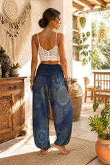 Boho Παντελόνα 100% Βισκόζη με Mandala Print & Ελαστική Μέση