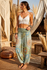 Boho Παντελόνα 100% Βισκόζη με Mandala Print & Ελαστική Μέση