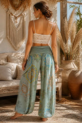 Boho Παντελόνα 100% Βισκόζη με Mandala Print & Ελαστική Μέση