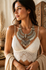 Statement Κολιέ Ethnic Silver