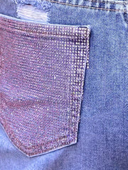 Ψηλόμεση Denim Βερμούδα με Crystal Pocket