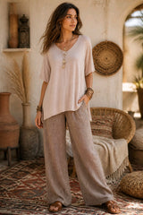 Oversized Boho V-Neck Μπλούζα Soft Touch