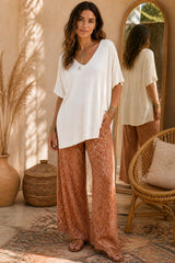 Oversized Boho V-Neck Μπλούζα Soft Touch