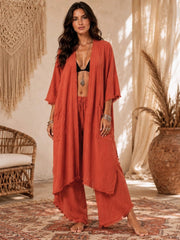 Μακρύ Boho Κιμονό με Raw Τελείωμα