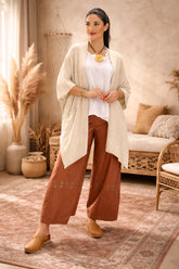 Ασύμμετρη Ζακέτα με Πλαϊνές Τσέπες - Μπεζ