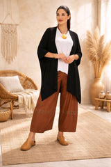 Ασύμμετρη Ζακέτα με Πλαϊνές Τσέπες - Μαύρη