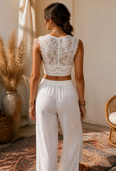 Lace Romance Crop Top – Λευκό