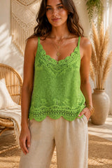 Boho Κεντητό Top με Crochet Λεπτομέρειες