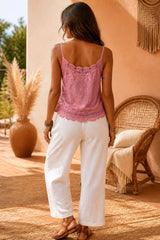 Boho Κεντητό Top με Crochet Λεπτομέρειες