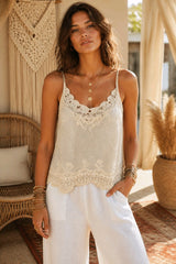 Boho Κεντητό Top με Crochet Λεπτομέρειες
