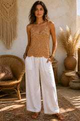 Boho Κεντητό Top με Crochet Λεπτομέρειες
