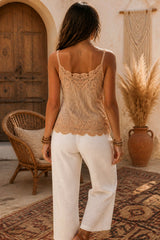 Boho Κεντητό Top με Crochet Λεπτομέρειες
