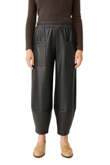 Παντελόνι Δερματίνη – Barrel Γραμμή με Τσέπες Μαύρο