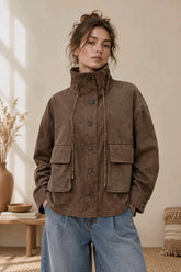 Oversized Soft Denim Jacket 100% Cotton με Utility Τσέπες