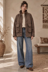 Oversized Soft Denim Jacket 100% Cotton με Utility Τσέπες