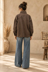 Oversized Soft Denim Jacket 100% Cotton με Utility Τσέπες