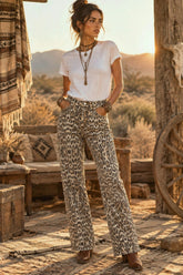 Animal Print Τζιν σε Ίσια Γραμμή με Τρουκς