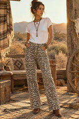 Animal Print Τζιν σε Ίσια Γραμμή με Τρουκς
