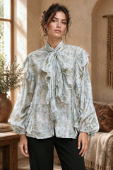 Boho Romantic Πουκάμισο με Δέσιμο στον Λαιμό & Βολάν