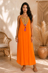 Boho Maxi Φόρεμα με Χειροποίητο Crochet Μπούστο