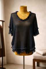 Γυναικεία Μπλούζα Διπλή (2-Piece) με Εσωτερικό Τοπ – Βαμβακερό Σετ - Μαύρο