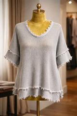 Γυναικεία Μπλούζα Διπλή (2-Piece) με Εσωτερικό Τοπ – Βαμβακερό Σετ - Γκρι