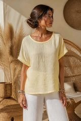 Μπλούζα Βαμβάκι & Λινό με Boho Δαντελένια Crochet-Look Πλάτη