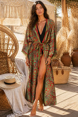 Animal Print Maxi Kimono με Ζώνη