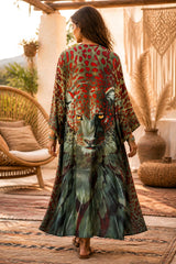 Animal Print Maxi Kimono με Ζώνη