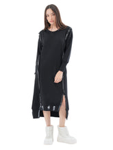 Μακρύ φόρεμα Μονόχρωμο Μαύρο Βαμβακερό σε Άνετη γραμμή