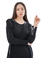 Μακρύ φόρεμα Μονόχρωμο Μαύρο Βαμβακερό σε Άνετη γραμμή