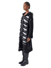 Ζακέτα φούτερ με σκισίματα Δίχρωμο Μαύρο Βαμβακερό σε Άνετη γραμμή