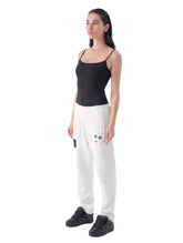 Παντελόνι φόρμα με τσέπες Μονόχρωμο Λευκό Βαμβακερό