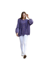 Ζακέτα με κουκούλα 100% βαμβάκι Μονόχρωμο Μωβ Βαμβακερό σε Άνετη γραμμή