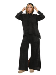 Γυναικείο σετ Μπλούζα - Παντελόνι 100% βαμβάκι Μαύρο