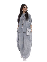 Σετ μπλούζα με κουκούλα - παντελόνι με τσέπες 100% βαμβάκι Γκρι