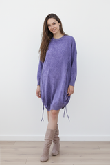 Φόρεμα 100% Βαμβάκι Φαρδιά Γραμμή Μωβ