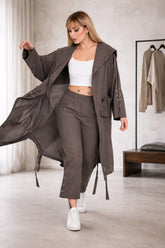 Βαμβακερό Σετ Ζακέτα με Κουκούλα & Παντελόνι