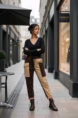 Παντελόνι από Σουέτ με Λάστιχο στη Μέση Καφέ Μπεζ